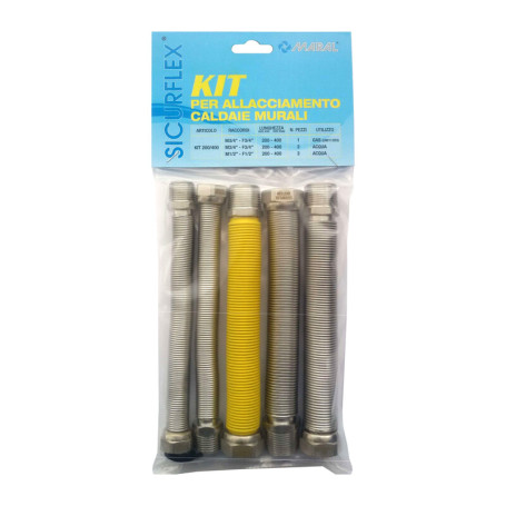 SET 5 RACCORDI INOX ESTENSIBILI 3\4 GAS  P\CALDAIA