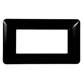 PLACCA PER INTERRUTTORE 4 posti - nera - serie  SOLAR