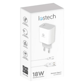 CARICABATTERIA DA MURO DUE USCITE CARICA ULTRA RAPIDA uscita USB / USB-C - pot.max 20W
