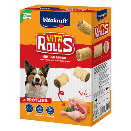 BISCOTTI PER CANE  vita rolls  alla carne - cf. 400 gr.