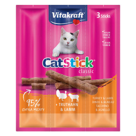 ALIMENTO PER GATTI  CAT- STICK MINI  gusto tacchino e agnello - cf. 18 gr.