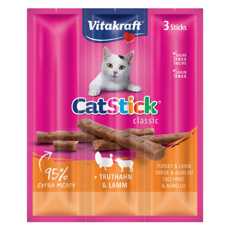 ALIMENTO PER GATTI  CAT- STICK MINI  gusto tacchino e agnello - cf. 18 gr.