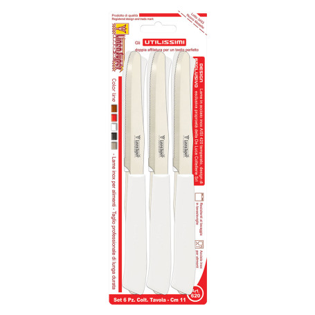 COLTELLI DA TAVOLA  UTILISSIMI  lama mm 110 - manico bianco