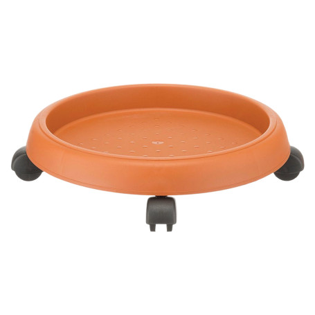 SOTTOVASO CON RUOTE  diametro  40 cm. - col.terracotta