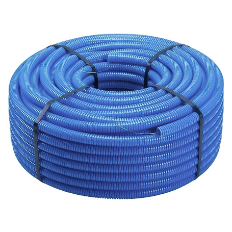 TUBO CORRUGATO PIEGHEVOLE SENZA TIRAFILO  BLU   diametro  25 - mt. 50