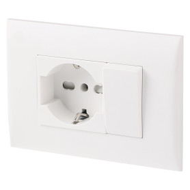 PLACCA PRECOMPOSTA 1 presa P40 + 1 deviat. 10A - col.bianco