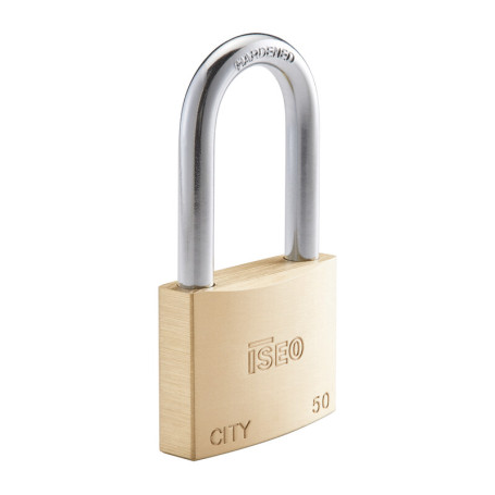 ISEO P700 LUCCHETTO CITY ARCO LUNGO 50MM OTTONE