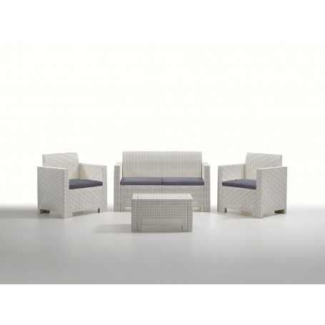 SALOTTO RESINA 4PZ.C\CUSC.NEBRASKA 2 BIANCO