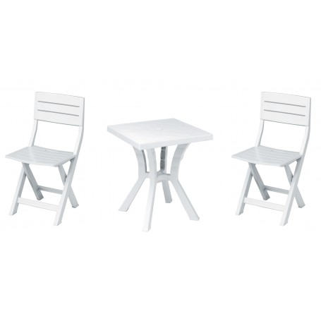SET DUETTO RESINATAVOLO + 2 SEDIE BIANCO