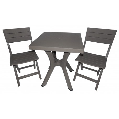SET DUETTO RESINATAVOLO + 2 SEDIE TORTORA