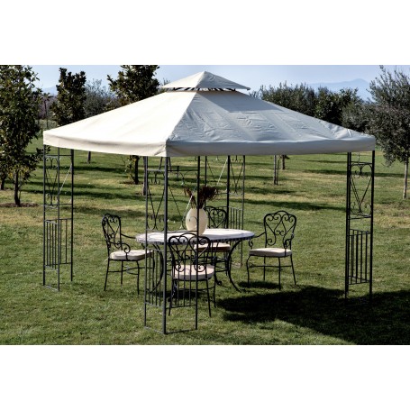 GAZEBO IN METALLO MT.3X3 DECOR. ECRU YF-3133B