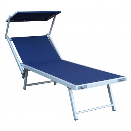 LETTINO CON PARASOLE ALLUMINIO\ACCIAIO BLU