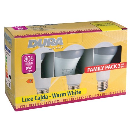 LED SET 3 GOCCIA 9W E27 LUMEN 806-3000K CALDA