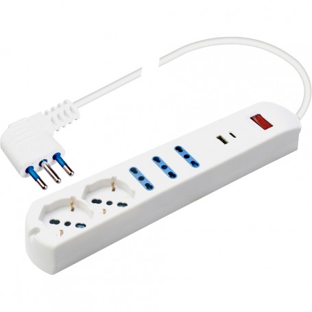 POLYPOOL PP2535 MULT. 5 PRESE 2 SCH+3 BIP+USB A-C