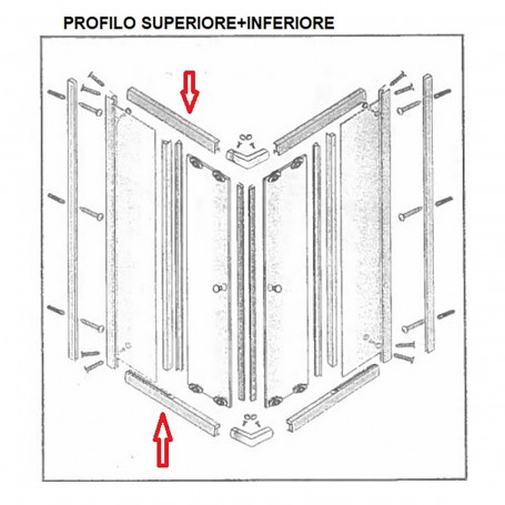 ZZ-PROFILO SUP+INF.X BOX DOCCIA CRIST.TRAS\SER MM.6 CM.80X80 LUSSO