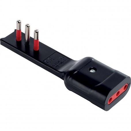 ROSI ADATTATORE  90 ULTRAPIATTO 10A 2P+T\PRESA 10A 2P+T NERO