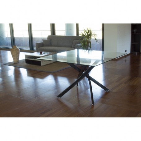 TAVOLO VETRO-METAL.120X120X75H NERO HW58593BK