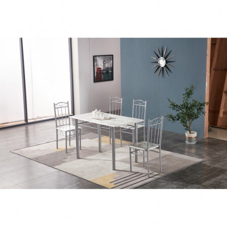 SET TAVOLO C 4 SEDIE(120X70) EFF.MARMO CHIARO