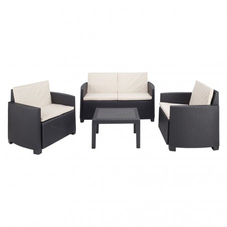 SET DA GIARDINO POLIPROPILENE  ARENA  antracite (con 8 cuscini)
