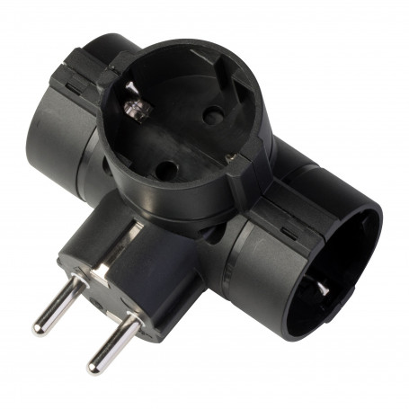 POLYPOOL PP2350.1 ADATTATORE 3 PRESE SCHUKO NERO