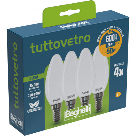 BEGHELLI LED 58053 OLIVA E14 W5 CA3000K SET 4