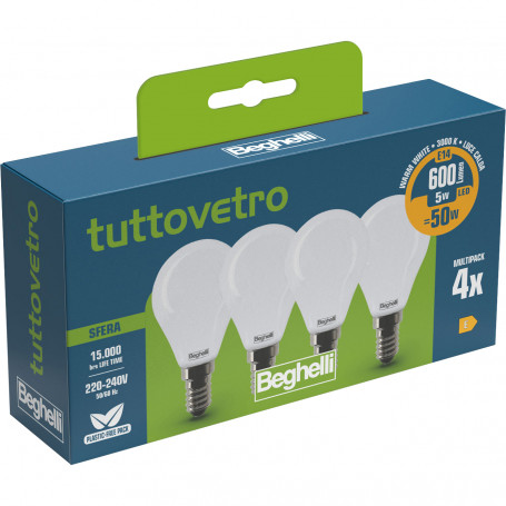 BEGHELLI LED 58056 SFERA E14 W5 CA3000K SET 4