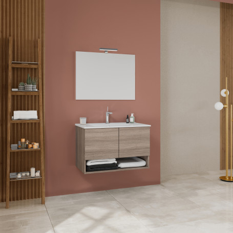 MOBILE BAGNO OSLO CM. 80 SOSPESO ROVERE FUMO