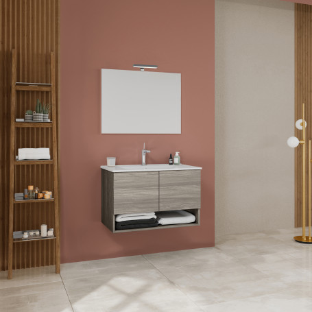 MOBILE BAGNO OSLO CM. 80 SOSPESO ROVERE GRIGIO