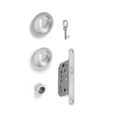 KIT MANIGLIE TONDO PORTA SCORR C\CHIAVE CRO SAT