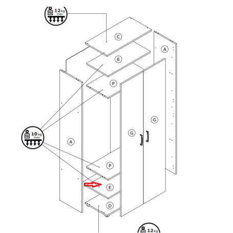 ZZ-MENSOLA E X KIT ARMADIO\SCARP. 2A CM.70X36X181H BIANCA