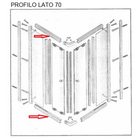 ZZ-PROFILO LATO 70 X BOX DOCCIA CRIST.TRAS\SER.MM.6 CM.70X90 LUSSO