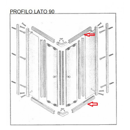 ZZ-PROFILO LATO 90 (PZ2) X BOX DOCCIA CRIST.TRAS\SER.MM.6 CM.70X90 LUSSO